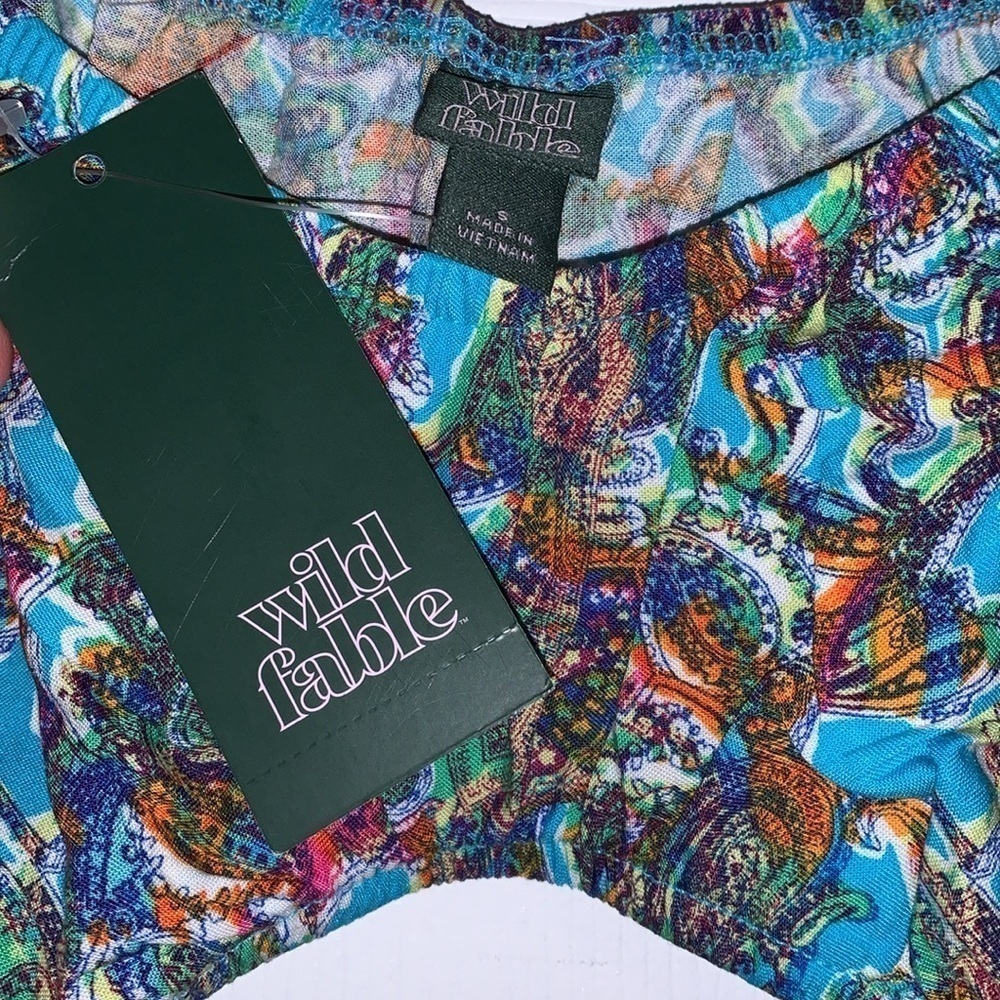 Wilde Fable Halter Crop Top Blue Paisley Womens Size Small Whimsical Boho Pretty - Picture 6 of 7